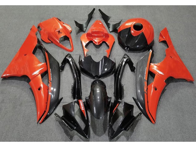 Arancione Lucido & Fibra Di Carbonio 2008-2016 R6 Carena Moto Arancione Lucido & Fibra Di Carbonio 2008-2016 R6 Carena Moto