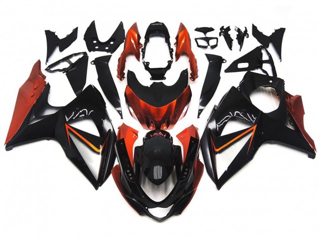 Arancione & Nero Personalizzati Con Inserto Argento 2009-2016 GSXR 1000 Carena Moto Arancione & Nero Personalizzati Con Inserto Argento 2009-2016 GSXR 1000 Carena Moto