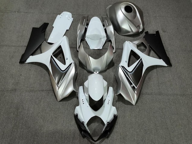 Argento Bianco Personalizzato Con Nero 2007-2008 GSXR 1000 Carena Moto Argento Bianco Personalizzato Con Nero 2007-2008 GSXR 1000 Carena Moto