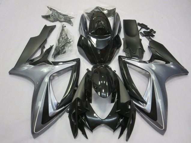 Argento Chiaro & Nero 2006-2007 GSXR 600-750 Carena Moto Argento Chiaro & Nero 2006-2007 GSXR 600-750 Carena Moto