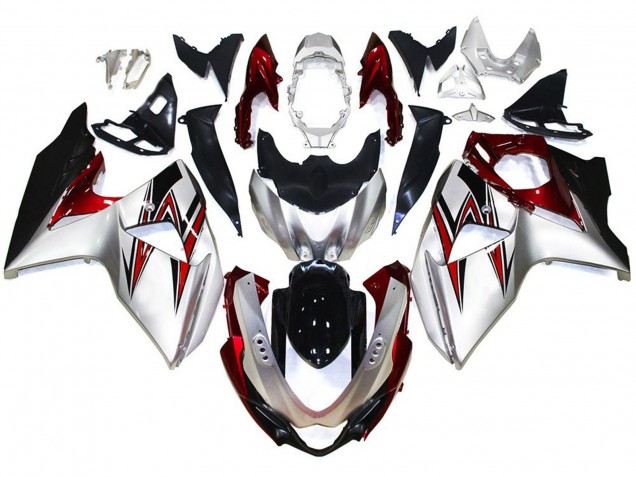 Argento Con Riflessi Rossi 2009-2016 GSXR 1000 Carena Moto Argento Con Riflessi Rossi 2009-2016 GSXR 1000 Carena Moto