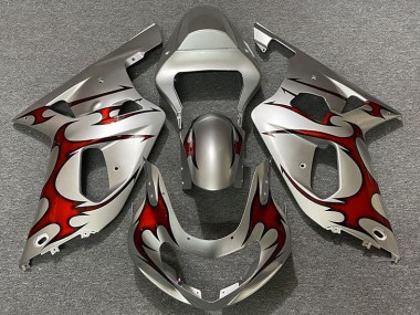 Argento Lucido & Rosso 2001-2003 GSXR 600-750 Carena Moto