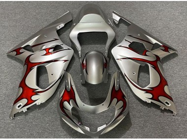 Argento Lucido & Rosso 2001-2003 GSXR 600-750 Carena Moto
