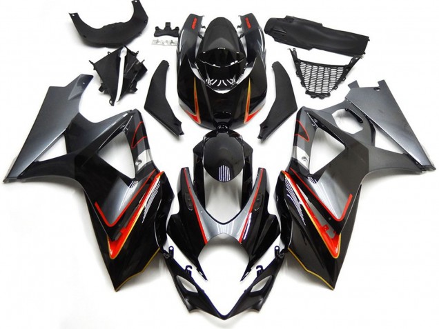 Argento & Nero Con Rosso 2007-2008 GSXR 1000 Carena Moto Argento & Nero Con Rosso 2007-2008 GSXR 1000 Carena Moto