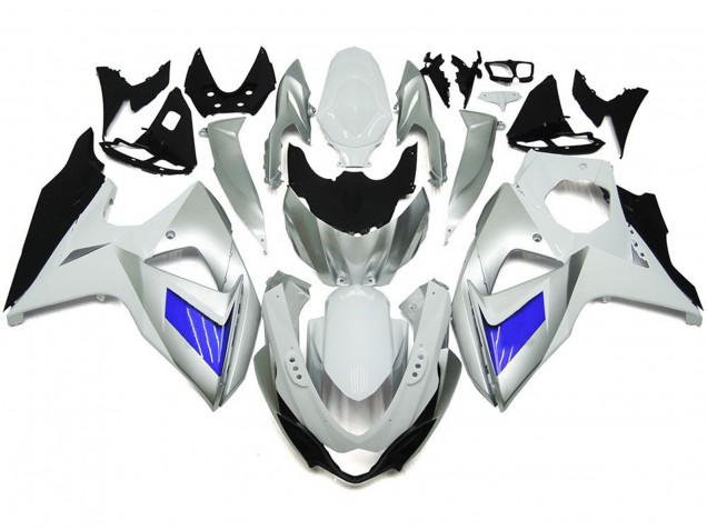 Argento Personalizzato & Bianco Con Nero 2009-2016 GSXR 1000 Carena Moto Argento Personalizzato & Bianco Con Nero 2009-2016 GSXR 1000 Carena Moto