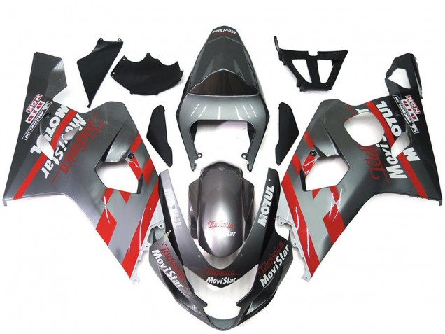 Argento & Rosso Movistar 2004-2005 GSXR 600-750 Carena Moto Argento & Rosso Movistar 2004-2005 GSXR 600-750 Carena Moto