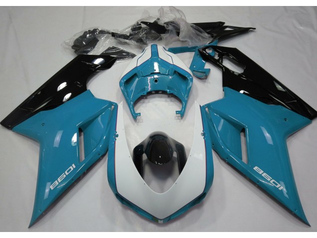 Azzurro & Bianco Lucidi 2007-2014 Ducati 848 1098 1198 Carena Moto Azzurro & Bianco Lucidi 2007-2014 Ducati 848 1098 1198 Carena Moto