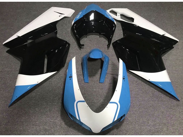 Azzurro Lucido Bianco & Nero 2007-2014 Ducati 848 1098 1198 Carena Moto Azzurro Lucido Bianco & Nero 2007-2014 Ducati 848 1098 1198 Carena Moto