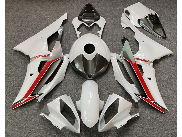 Bianco Lucido Argento & Rosso 2008-2016 R6 Carena Moto Bianco Lucido Argento & Rosso 2008-2016 R6 Carena Moto