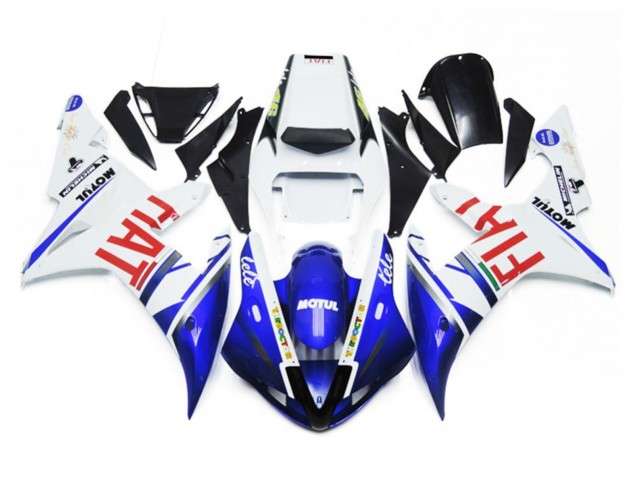 Bianco Lucido & Blu Fiat 2002-2003 R1 Carena Moto Bianco Lucido & Blu Fiat 2002-2003 R1 Carena Moto