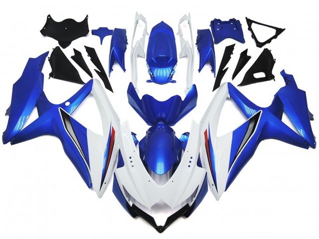 Bianco Lucido Brillante Con Argento & Blu 2008-2010 GSXR 600-750 Carena Moto