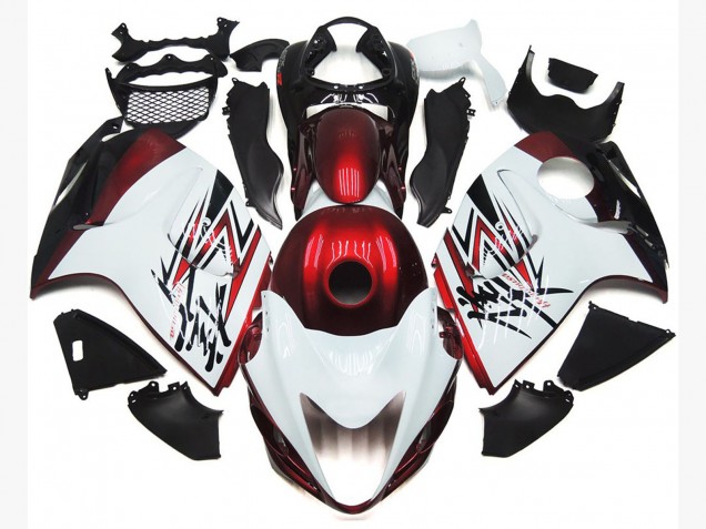 Bianco Lucido Con Rosso Intenso Personalizzato 2008-2020 GSXR 1300 Carena Moto Bianco Lucido Con Rosso Intenso Personalizzato 2008-2020 GSXR 1300 Carena Moto