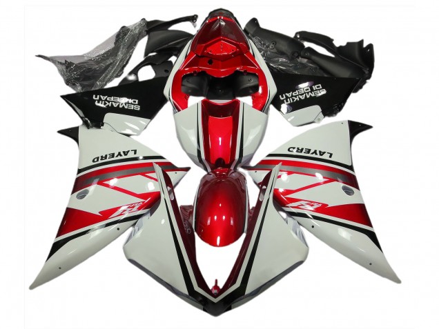 Bianco Lucido & Rosso 2012-2014 R1 Carena Moto Bianco Lucido & Rosso 2012-2014 R1 Carena Moto