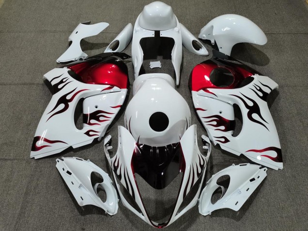 Bianco Lucido & Rosso Fiamma 2008-2020 GSXR 1300 Carena Moto Bianco Lucido & Rosso Fiamma 2008-2020 GSXR 1300 Carena Moto