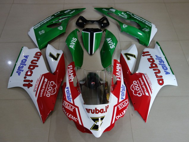 Bianco Lucido/Rosso/Verde 2011-2014 Ducati 1199 Carena Moto Bianco Lucido/Rosso/Verde 2011-2014 Ducati 1199 Carena Moto