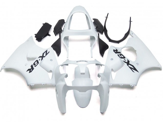 Bianco Lucido Semplice Con Logo 2000-2002 ZX6R Carena Moto Bianco Lucido Semplice Con Logo 2000-2002 ZX6R Carena Moto