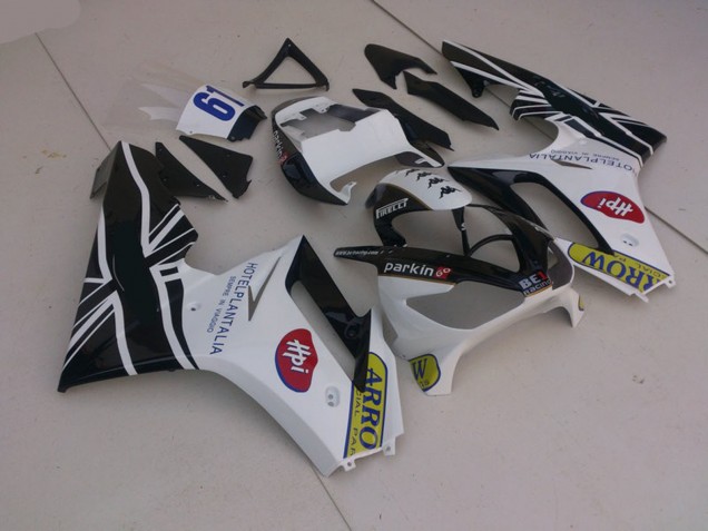 Bianco & Nero Con Bandiera 2006-2008 Daytona 675 Carena Moto Bianco & Nero Con Bandiera 2006-2008 Daytona 675 Carena Moto