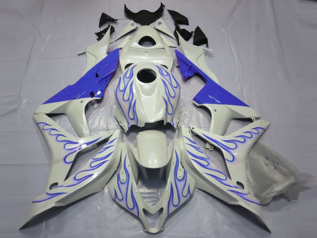 Blu Fiamma Su Bianco 2007-2008 CBR600RR Carena Moto Blu Fiamma Su Bianco 2007-2008 CBR600RR Carena Moto