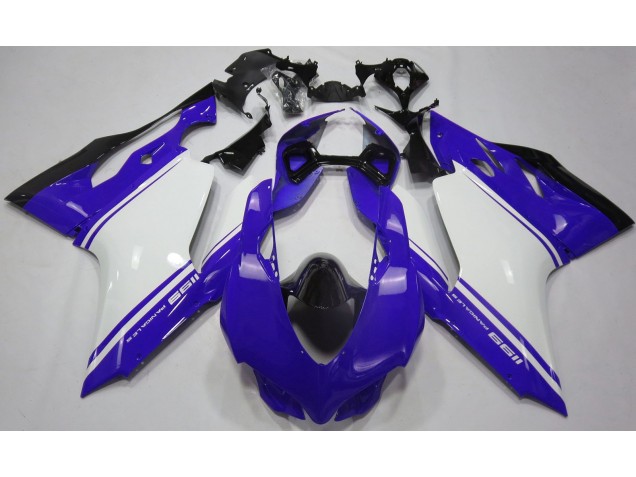 Blu Lucido Bianco & Nero 2011-2014 Ducati 1199 Carena Moto Blu Lucido Bianco & Nero 2011-2014 Ducati 1199 Carena Moto