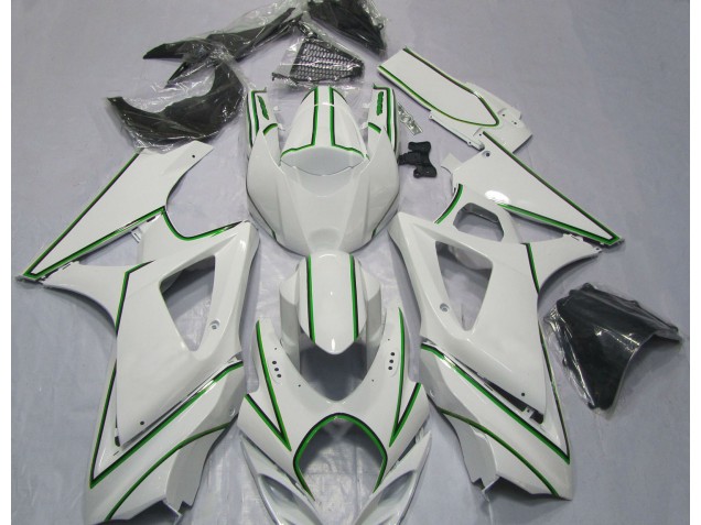 Gessato Verde Bianco Lucido 2007-2008 GSXR 1000 Carena Moto Gessato Verde Bianco Lucido 2007-2008 GSXR 1000 Carena Moto