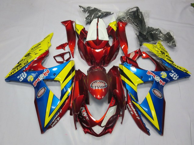 Giallo Rosso & Blu 2009-2016 GSXR 1000 Carena Moto Giallo Rosso & Blu 2009-2016 GSXR 1000 Carena Moto