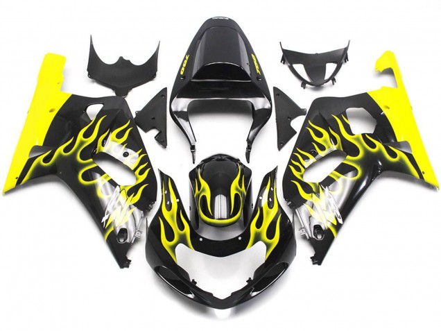 Jaune Vif Flamme 2001-2003 GSXR 600-750 Carena Moto