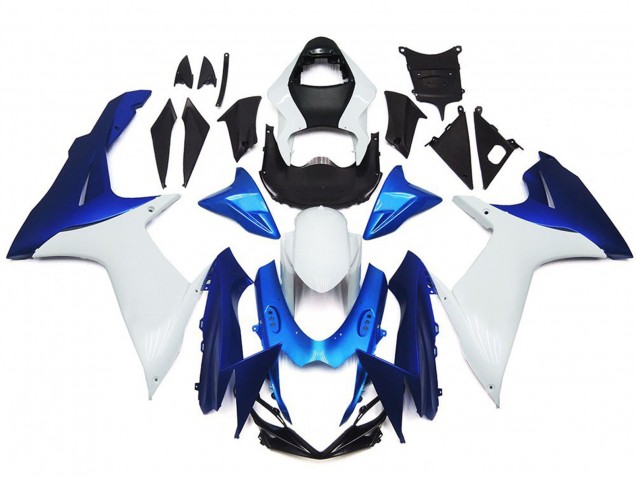 Kit Stile Semplice Bianco & Blu 2011-2024 GSXR 600-750 Carena Moto