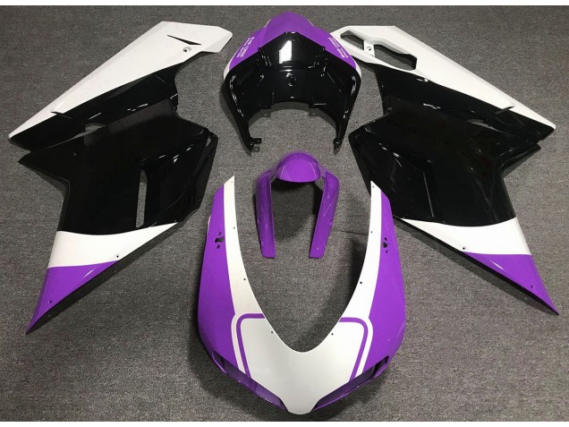 Lucido Viola Bianco & Nero 2007-2014 Ducati 848 1098 1198 Carena Moto Lucido Viola Bianco & Nero 2007-2014 Ducati 848 1098 1198 Carena Moto