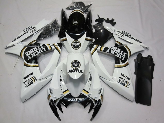 Nero Bianco Lucky Strike 2006-2007 GSXR 600-750 Carena Moto Nero Bianco Lucky Strike 2006-2007 GSXR 600-750 Carena Moto