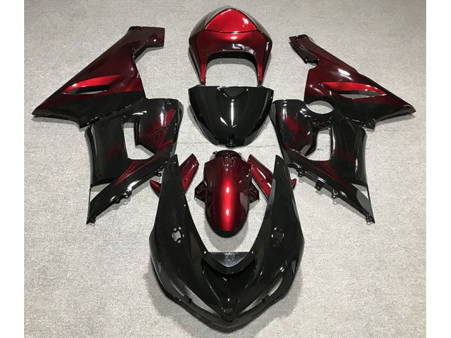 Nero Lucido & Rosso 2005-2006 ZX6R Carena Moto Nero Lucido & Rosso 2005-2006 ZX6R Carena Moto