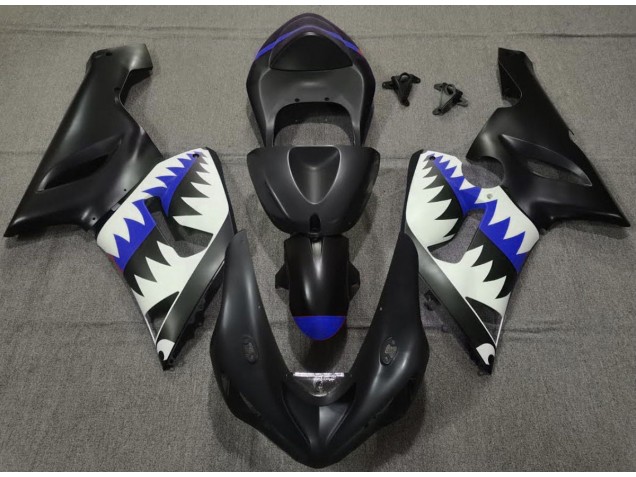 Nero Opaco & Blu Squalo 2005-2006 ZX6R Carena Moto Nero Opaco & Blu Squalo 2005-2006 ZX6R Carena Moto