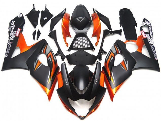Nero Opaco & Lucido Personalizzato & Arancione 2005-2006 GSXR 1000 Carena Moto Nero Opaco & Lucido Personalizzato & Arancione 2005-2006 GSXR 1000 Carena Moto