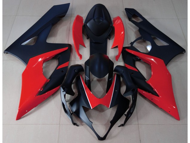 Nero Opaco & Rosso 2005-2006 GSXR 1000 Carena Moto Nero Opaco & Rosso 2005-2006 GSXR 1000 Carena Moto
