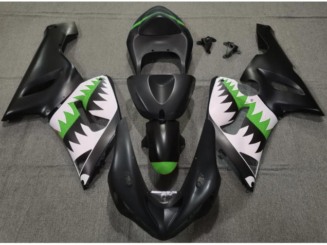Nero Opaco & Verde Squalo 2005-2006 ZX6R Carena Moto Nero Opaco & Verde Squalo 2005-2006 ZX6R Carena Moto
