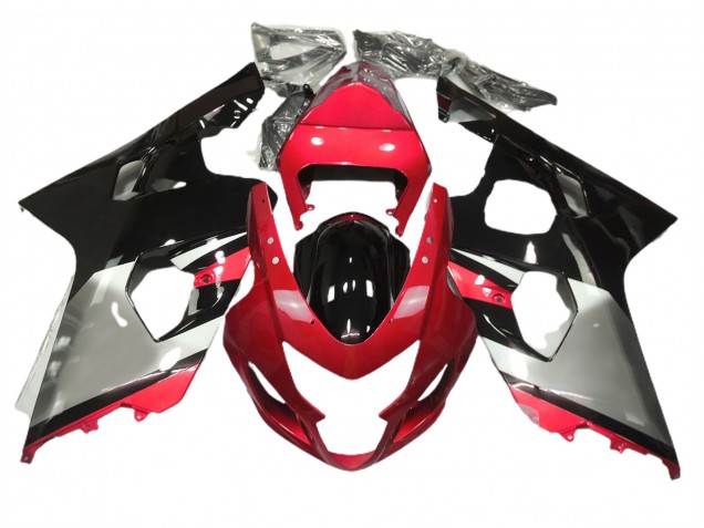 Rosso Argento & Nero 2004-2005 GSXR 600-750 Carena Moto Rosso Argento & Nero 2004-2005 GSXR 600-750 Carena Moto