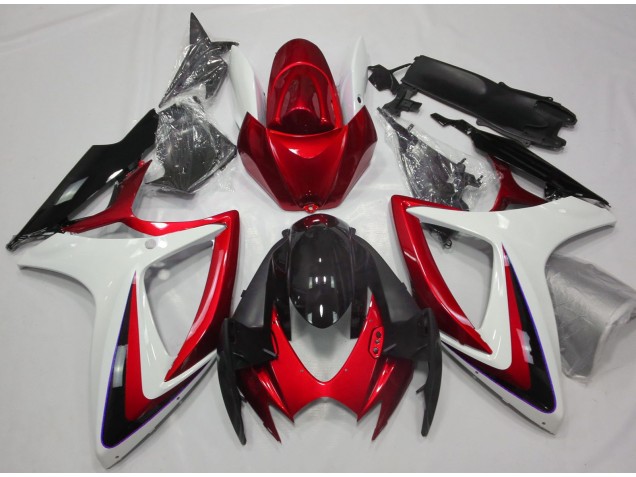 Rosso & Bianco Debadged 2006-2007 GSXR 600-750 Carena Moto Rosso & Bianco Debadged 2006-2007 GSXR 600-750 Carena Moto