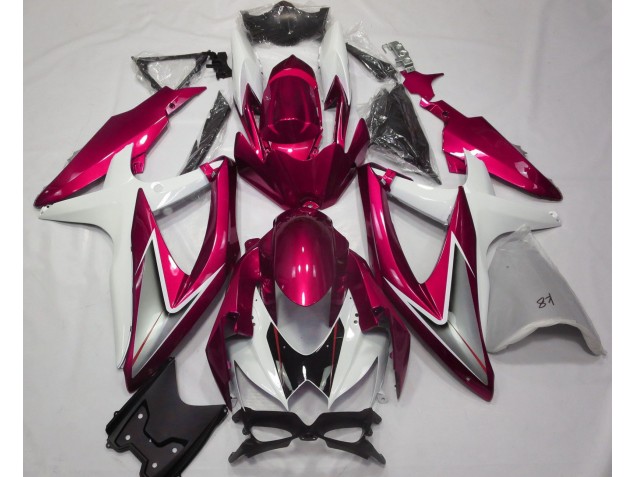 Rosso Lucido & Bianco 2008-2010 GSXR 600-750 Carena Moto Rosso Lucido & Bianco 2008-2010 GSXR 600-750 Carena Moto