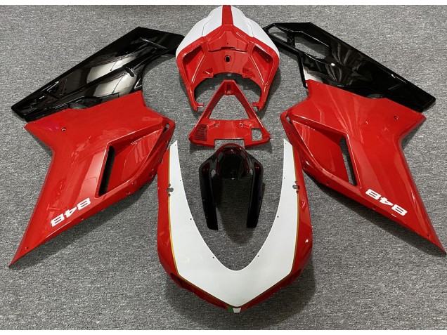 Rosso Lucido & Bianco (Adesivo 848) 2007-2014 Ducati 848 1098 1198 Carena Moto Rosso Lucido & Bianco (Adesivo 848) 2007-2014 Ducati 848 1098 1198 Carena Moto