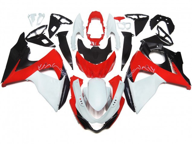 Rosso Lucido Con Bianco & Nero 2009-2016 GSXR 1000 Carena Moto Rosso Lucido Con Bianco & Nero 2009-2016 GSXR 1000 Carena Moto