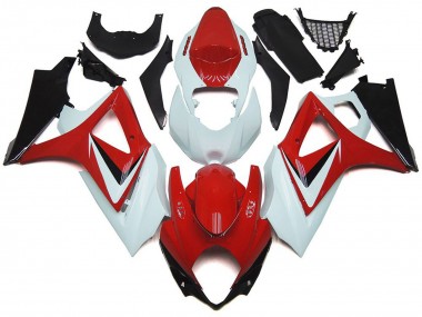 Rosso Lucido Con Stile Bianco OEM 2007-2008 GSXR 1000 Carena Moto