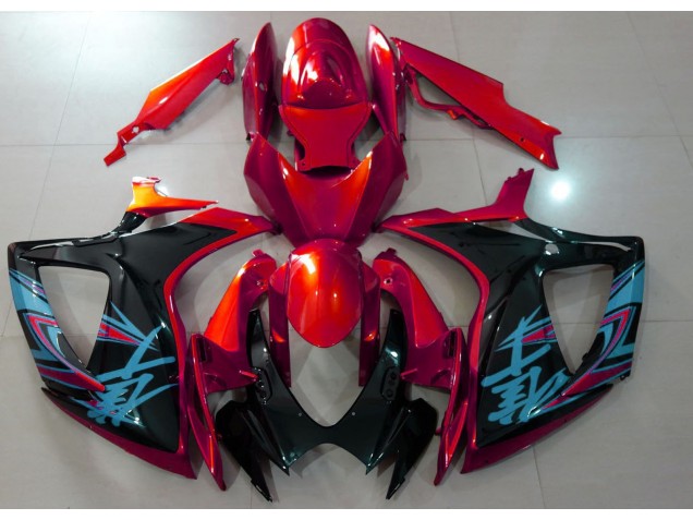 Rosso Lucido & Nero 2006-2007 GSXR 600-750 Carena Moto Rosso Lucido & Nero 2006-2007 GSXR 600-750 Carena Moto