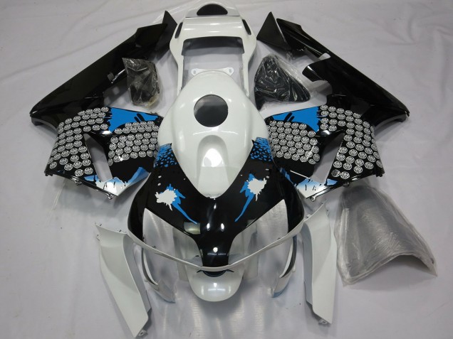 Splatter Bianco & Nero Blu 2003-2004 CBR600RR Carena Moto Splatter Bianco & Nero Blu 2003-2004 CBR600RR Carena Moto
