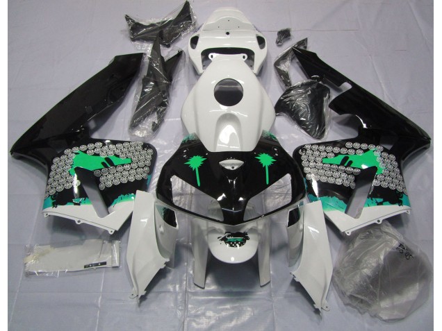 Spruzzi Di Turchese Su Nero Lucido 2005-2006 CBR600RR Carena Moto Spruzzi Di Turchese Su Nero Lucido 2005-2006 CBR600RR Carena Moto