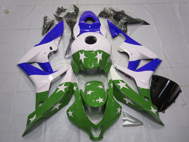 Stelle & Strisce Verdi & Blu 2007-2008 CBR600RR Carena Moto Stelle & Strisce Verdi & Blu 2007-2008 CBR600RR Carena Moto