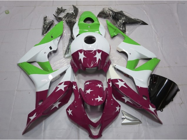 Stelle & Strisce Verdi & Marroni 2007-2008 CBR600RR Carena Moto Stelle & Strisce Verdi & Marroni 2007-2008 CBR600RR Carena Moto