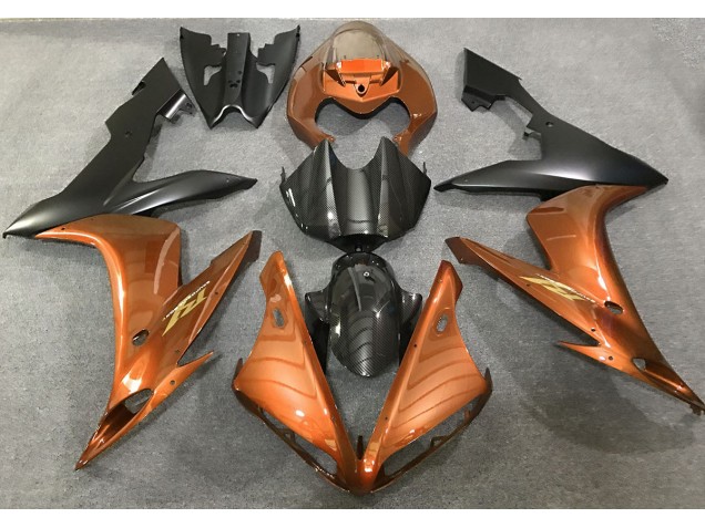 Stile Arancione Lucido & Fibra Di Carbonio 2004-2006 R1 Carena Moto Stile Arancione Lucido & Fibra Di Carbonio 2004-2006 R1 Carena Moto