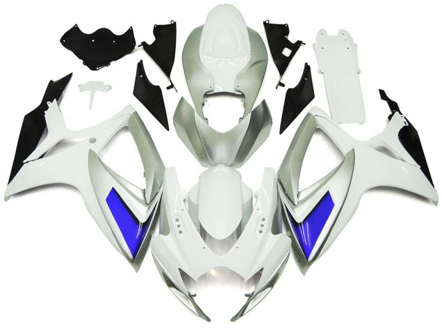 Stile Argento Bianco & Blu Lucido 2006-2007 GSXR 600-750 Carena Moto Stile Argento Bianco & Blu Lucido 2006-2007 GSXR 600-750 Carena Moto