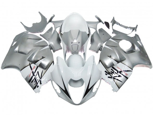Stile Argento & Bianco Lucido OEM 1997-2007 GSXR 1300 Carena Moto Stile Argento & Bianco Lucido OEM 1997-2007 GSXR 1300 Carena Moto