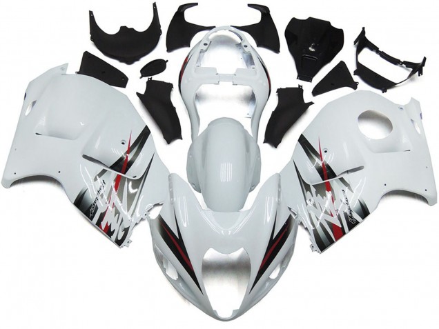 Stile Bianco Lucido & Argento 1997-2007 GSXR 1300 Carena Moto Stile Bianco Lucido & Argento 1997-2007 GSXR 1300 Carena Moto