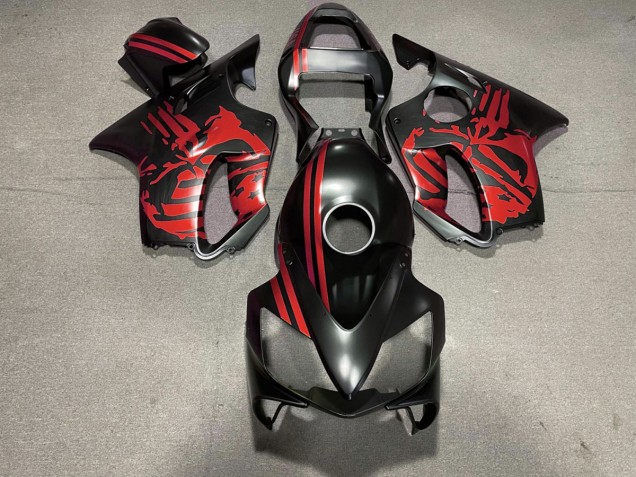 Teschio Nero Opaco & Rosso 2001-2003 CBR600 F4i Carena Moto Teschio Nero Opaco & Rosso 2001-2003 CBR600 F4i Carena Moto